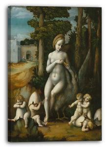 Leinwandbild Bachiacca (Francesco d'Ubertino Verdi) (Italienisch, Florenz 1494-1557 Florenz) - Leda und der Schwan