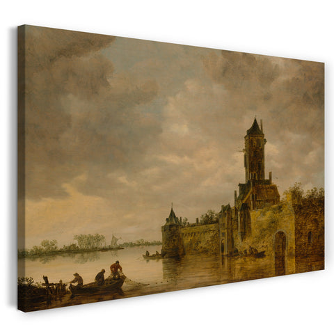 Leinwandbild Jan van Goyen - Schloss an einem Fluss