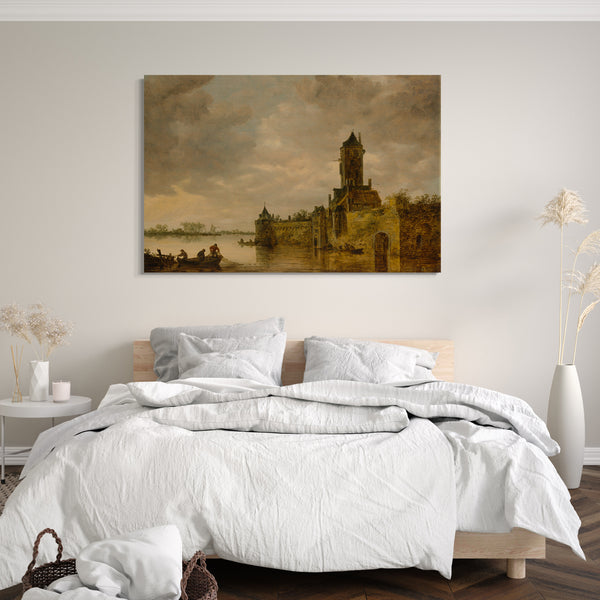 Leinwandbild Jan van Goyen - Schloss an einem Fluss