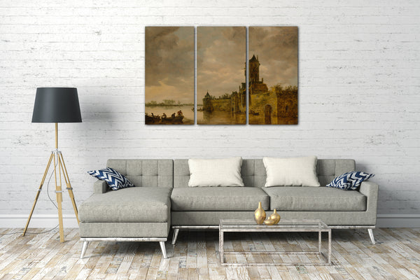 Leinwandbild Jan van Goyen - Schloss an einem Fluss