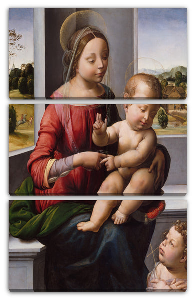 Leinwandbild Fra Bartolomeo (Bartholomäus von Paolo del Fattorino) (Italienisch, Florenz 1473-1517 Florenz) - Madonna und Kind mit dem jungen Johannes der Täufer