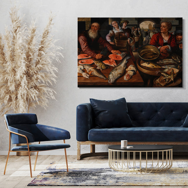 Leinwandbild Joachim Beuckelaer - Fischmarkt