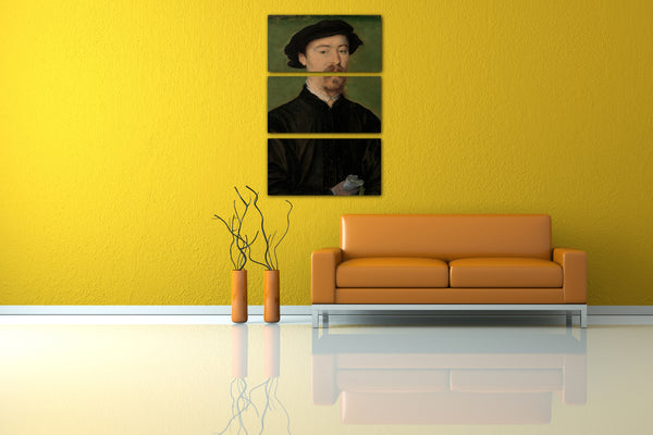 Leinwandbild Corneille de Lyon zugeschrieben - Portrait eines Mannes mit Handschuhen