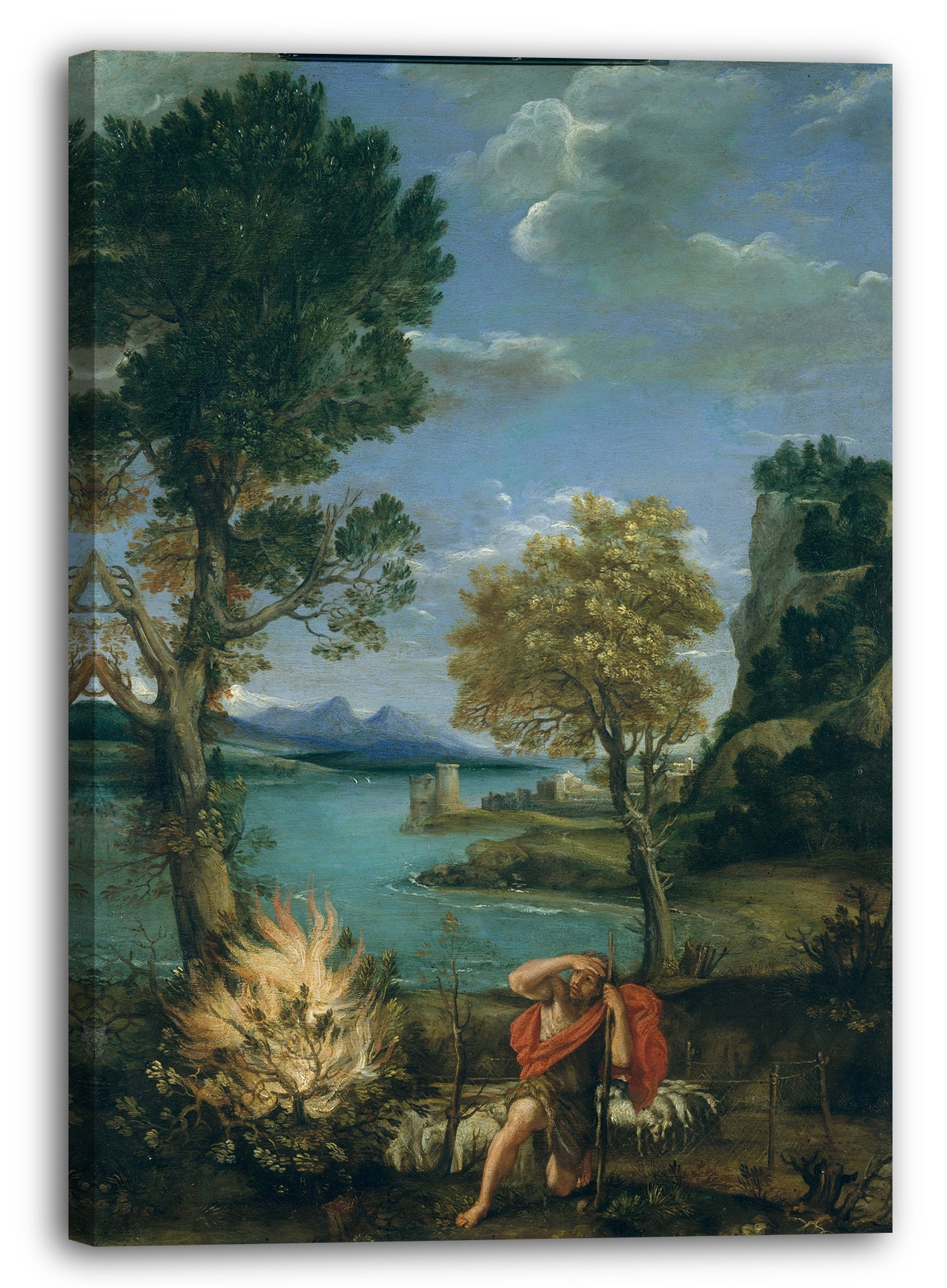Leinwandbild Domenichino - Landschaft mit Moses und dem brennenden Busch