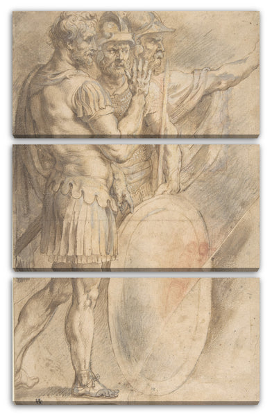 Leinwandbild Anonym, Italienisch, 16. Jahrhundert - Drei Krieger nach Raphael