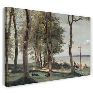 Leinwandbild Camille Corot - Honfleur: Kalvarienberg
