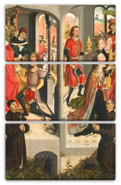 Leinwandbild Meister der Heiligen Barbara Legende - Abners Bote vor David (?); Die Königin von Saba bringt Salomo Geschenke; Die Ankündigung