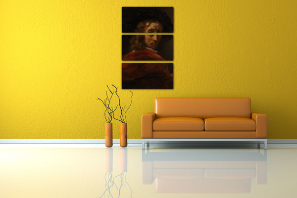 Leinwandbild Stil von Rembrandt - Mann in einem roten Mantel