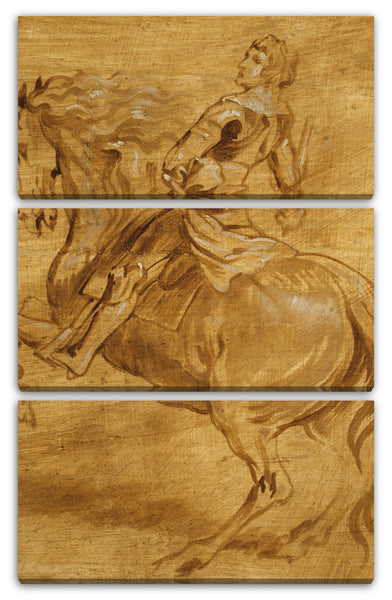 Leinwandbild Anthony van Dyck zugeschrieben - Ein Mann, der ein Pferd reitet