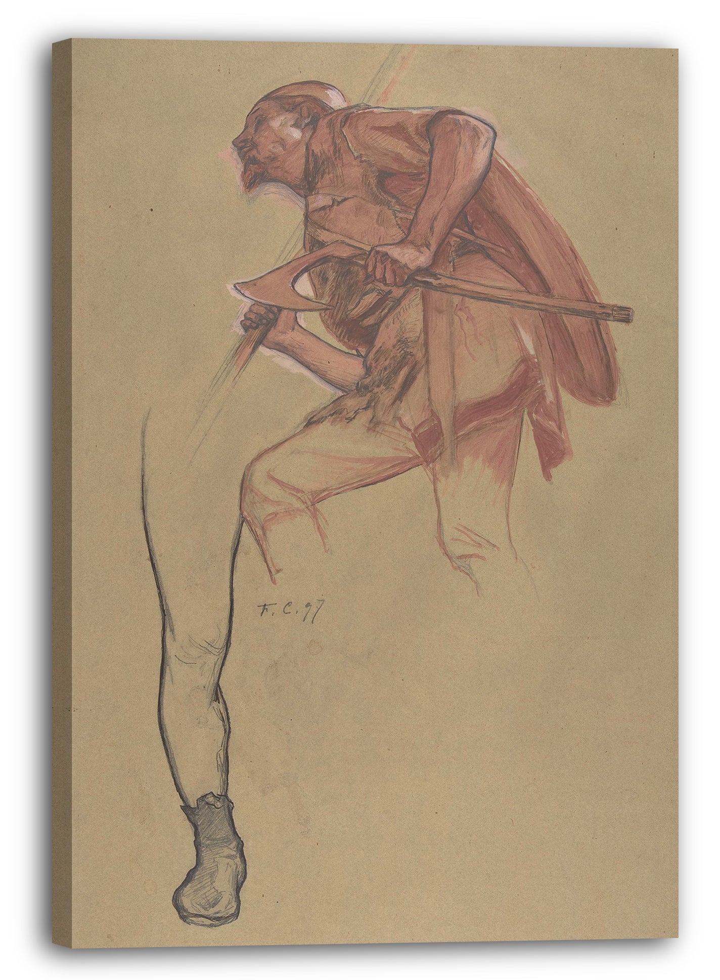 Leinwandbild Fernand Cormon - Krieger mit einer Axt und Studie eines Beines