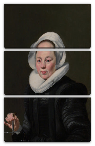 Leinwandbild Thomas de Keyser - Portrait einer Frau mit einer Waage