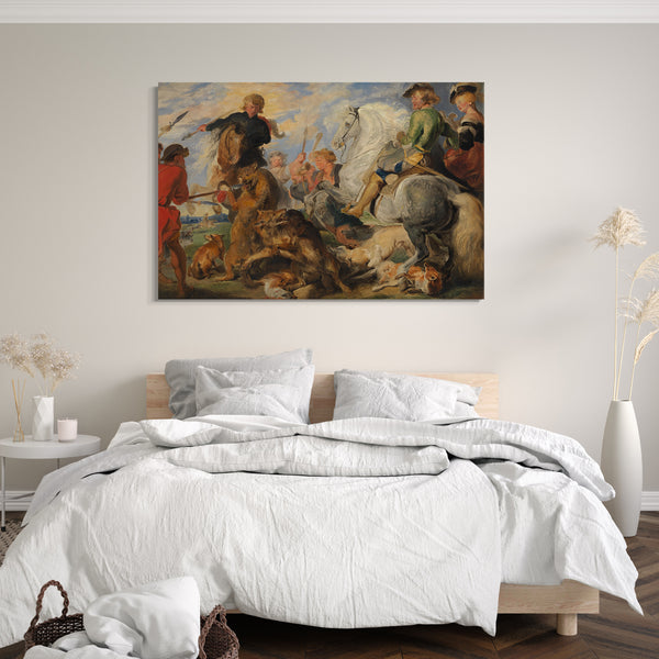 Leinwandbild Sir Edwin Henry Landseer - Kopie nach Rubens 'Wolfs- und Fuchsjagd