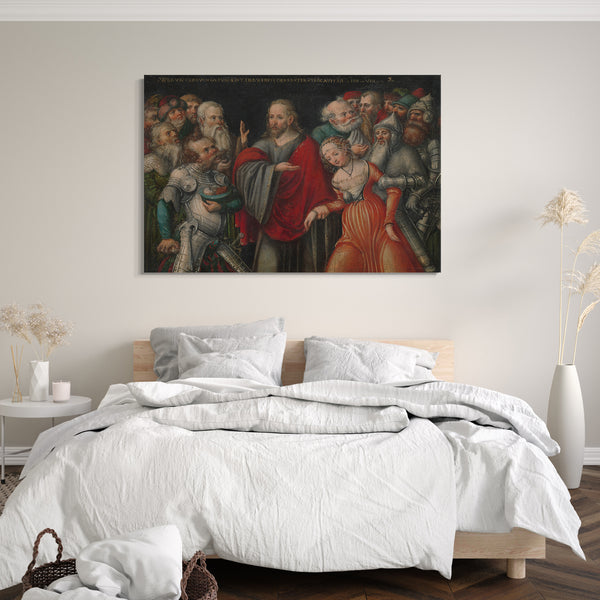 Leinwandbild Lucas Cranach der Jüngere und Werkstatt - Christus und die Ehebrecherin