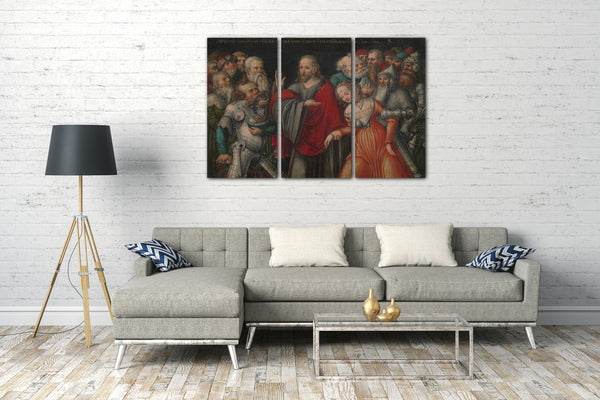 Leinwandbild Lucas Cranach der Jüngere und Werkstatt - Christus und die Ehebrecherin