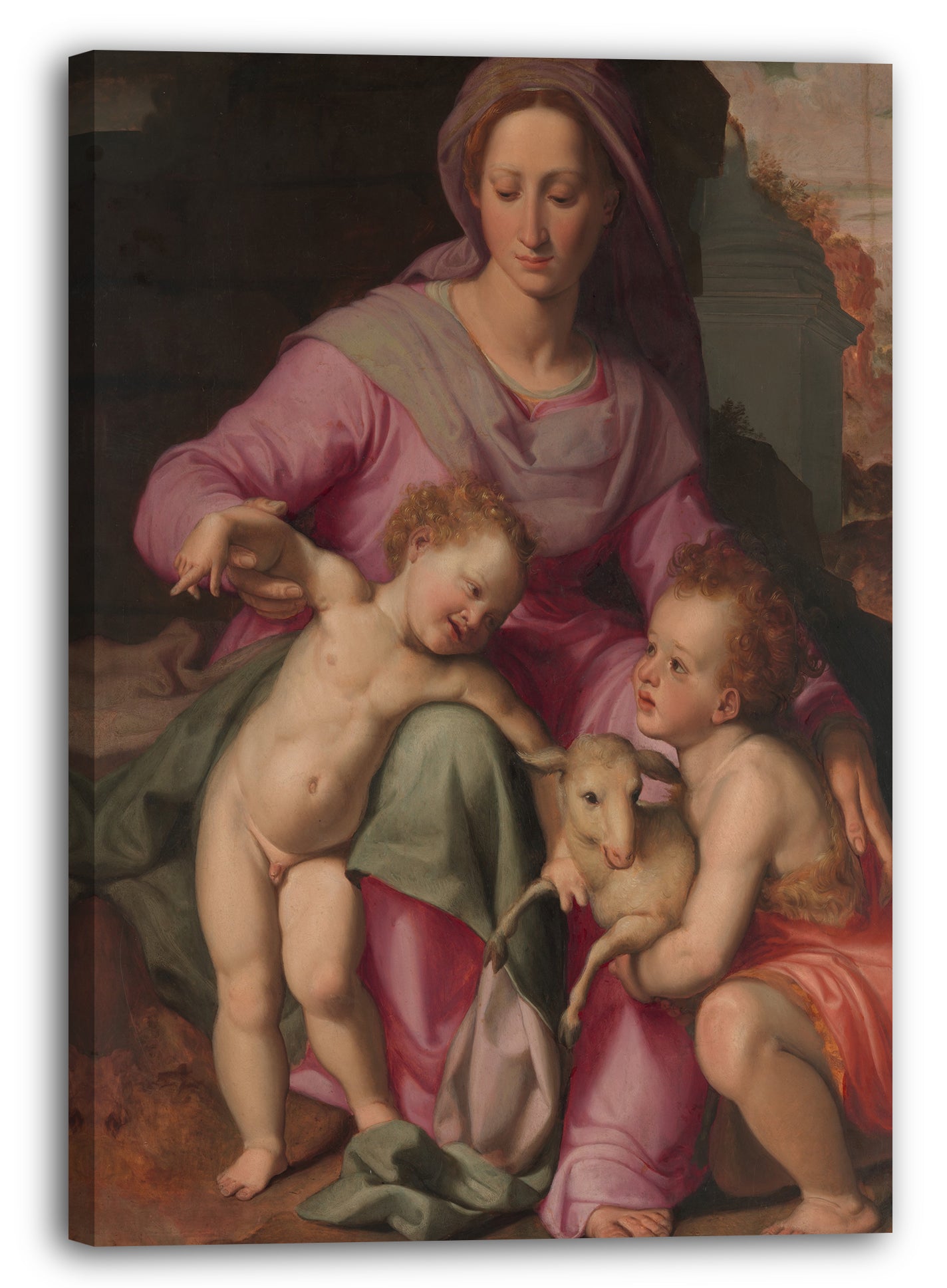 Leinwandbild Santi di Tito - Madonna und Kind mit dem Säugling Johannes der Täufer