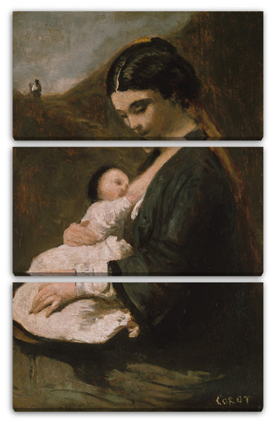 Leinwandbild Camille Corot - Mutter und Kind