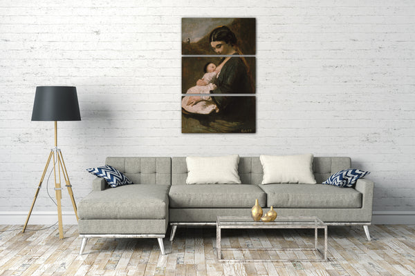 Leinwandbild Camille Corot - Mutter und Kind