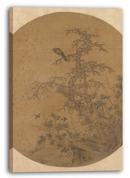 Leinwandbild Nicht identifizierter Künstler Chinese, spätes 14.-frühes 15. Jahrhundert - Alter Baum, Bambus und Vögel