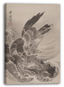 Leinwandbild Kawanabe Kyōsai (Japanisch, 1831-1889) - Adler greift Fisch an