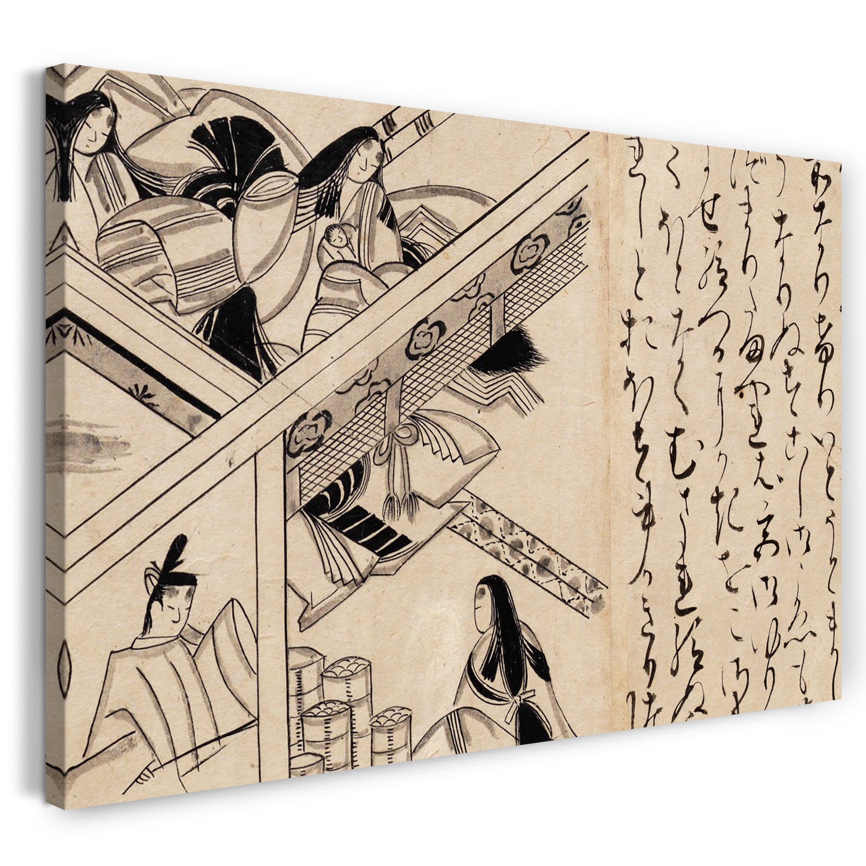 Leinwandbild Muromachi-Zeit (1392-1573) - " Heartvine "(" Aoi ") Kapitel aus der Geschichte des Genji (Genji monogatari)