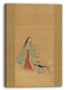 Leinwandbild Tsukioka Settei (Japanisch, 1710-1786) - Die dritte Prinzessin mit ihrer Katze, aus dem Kapitel "Neue Kräuter I" (Wakana I) Die Geschichte des Genji (Genji monogatari)