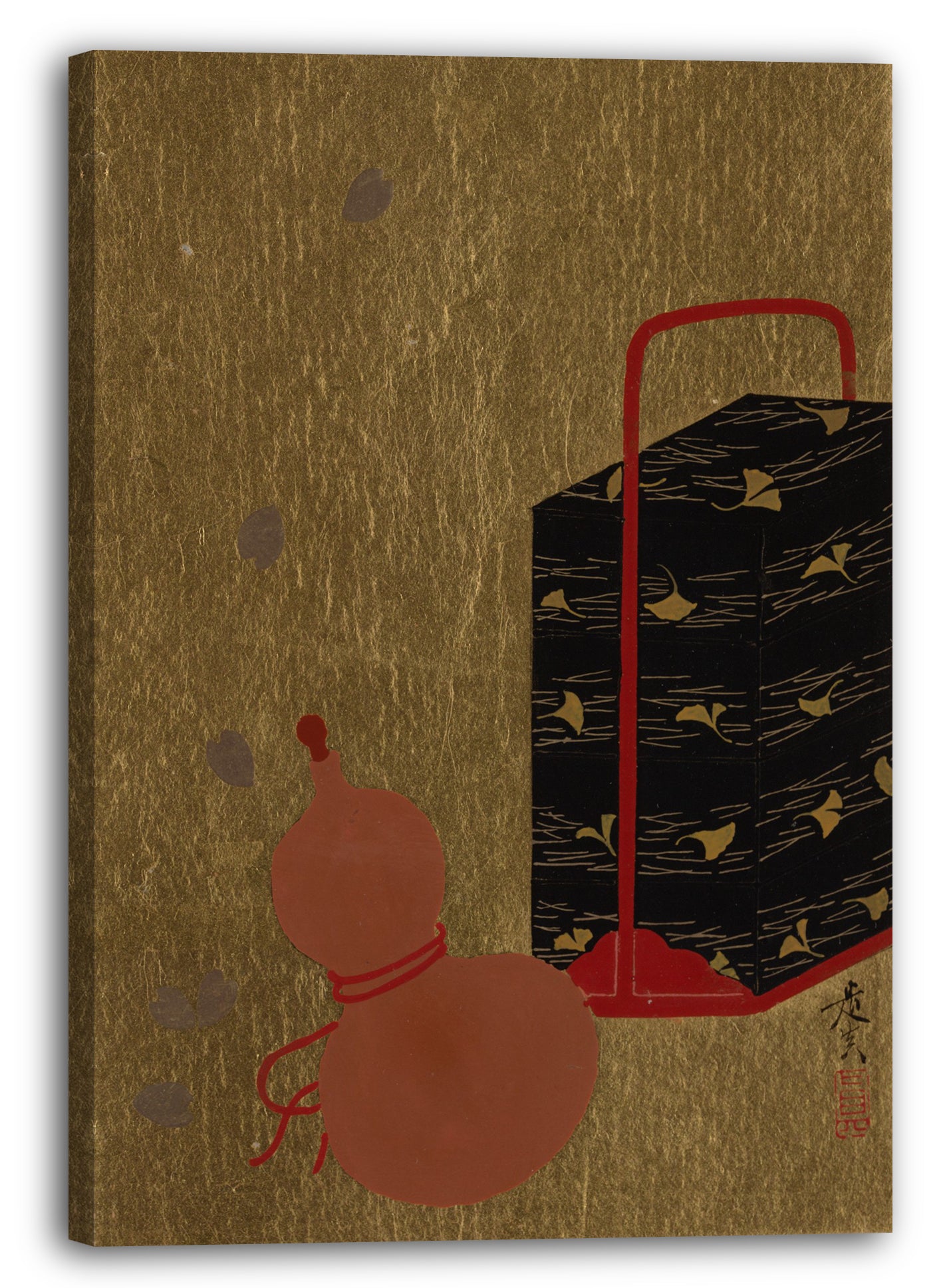 Leinwandbild Shibata Zeshin - Lackdose und Kürbis