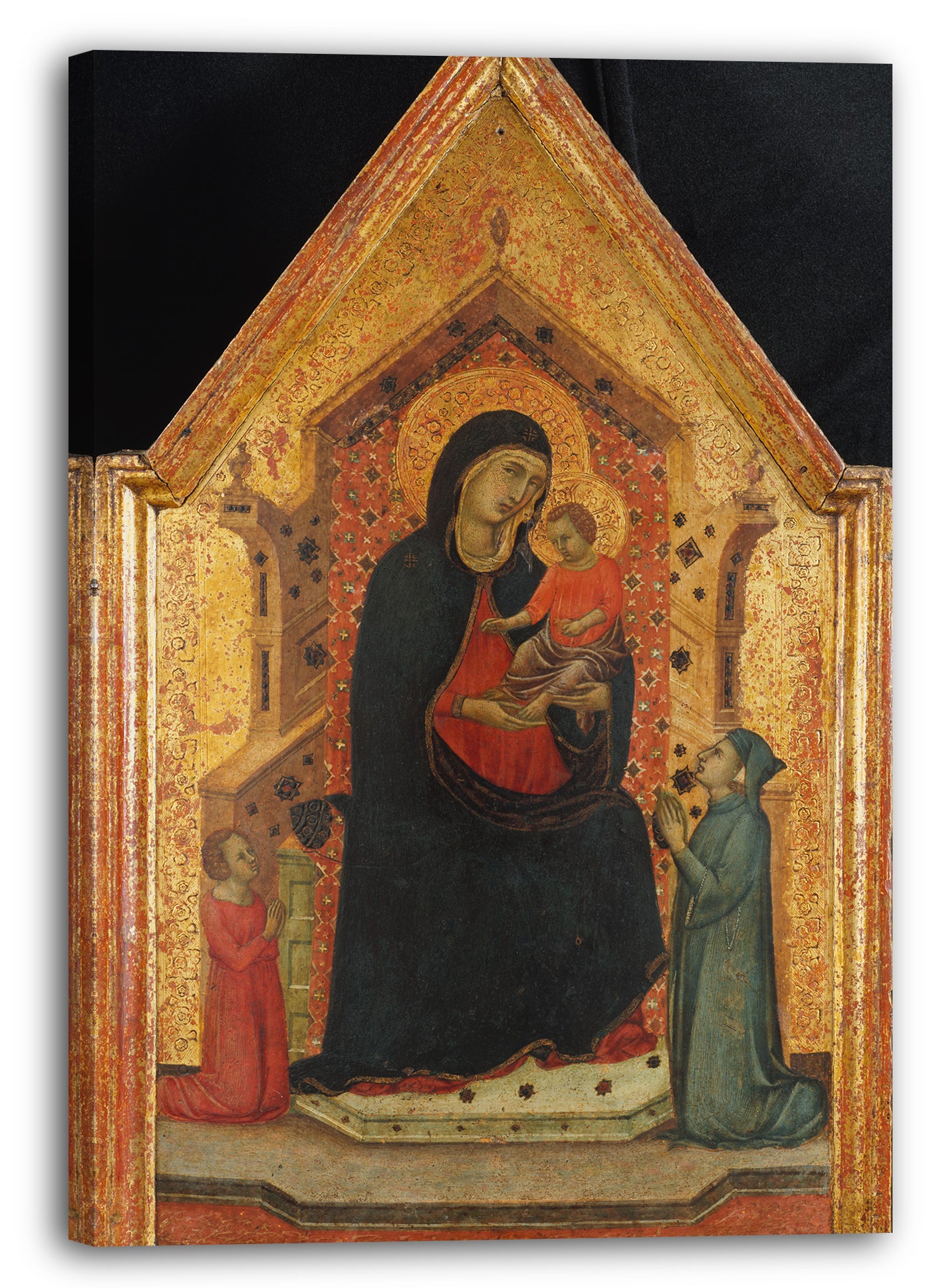 Leinwandbild Goodhart Ducciesque Meister - Madonna und Kind thronend mit zwei Stiftern