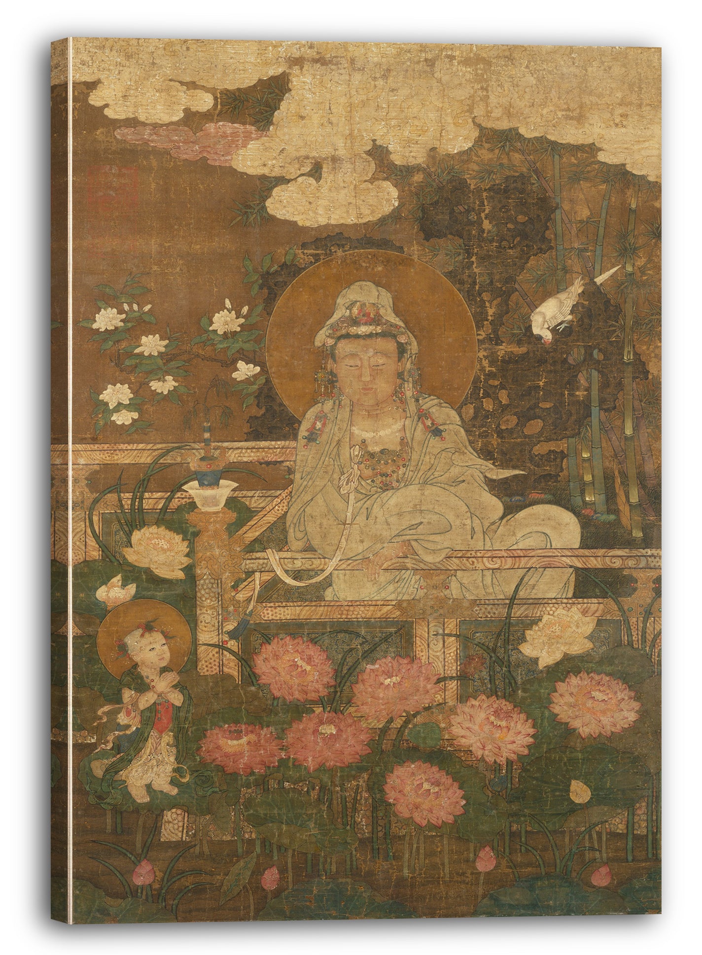 Leinwandbild Nicht identifizierter Künstler Chinese, spätes 16. Jahrhundert - Guanyin als Neun-Lotus-Bodhisattva