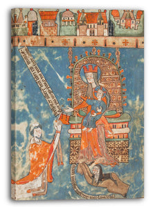 Leinwandbild ca. 1400 - Manuskriptblatt mit Widmung eines Buches zur Jungfrau