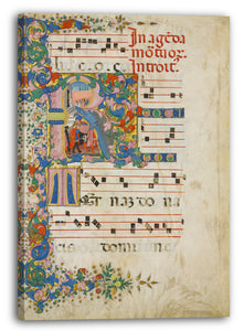Leinwandbild Mariano del Buono - Manuskriptblatt mit einem Trauerzug in einem Anfangs-R