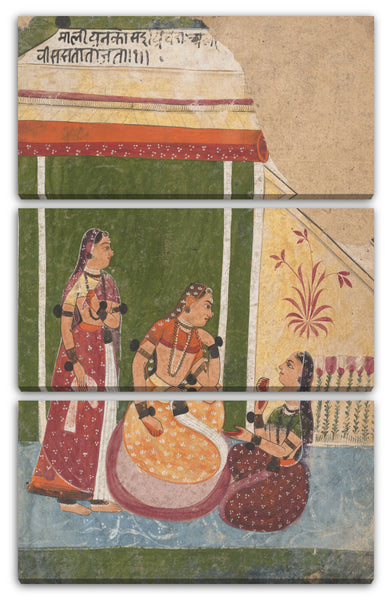 Leinwandbild ca. 1640-50 - Frauen in einem Pavillion: Seite aus einer Ragamala-Serie (Garland of Musical Modes)