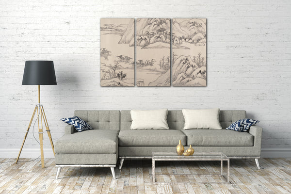 Leinwandbild Luo Mu zugeschrieben - Flusslandschaft im Herbst