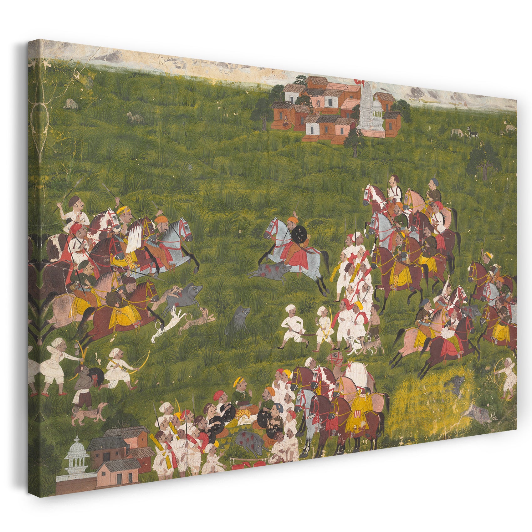 Leinwandbild ca. 1725 - Maharana Sangram Singh jagt Wildschwein