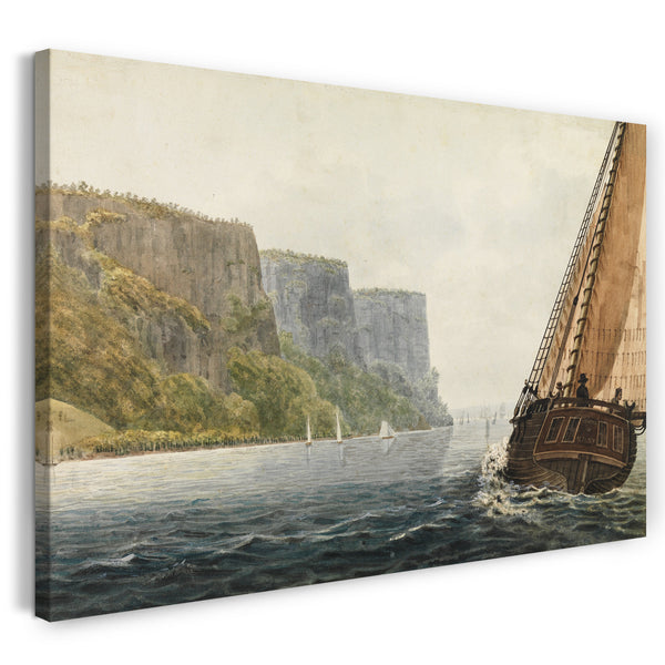 Leinwandbild Pavel Petrowitsch Svinin - Das Postschiff "Mohawk von Albany" segelt an den Palisaden vorbei
