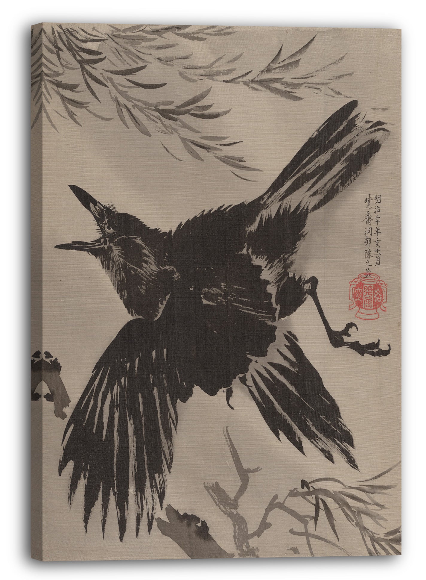 Leinwandbild Kawanabe Kyōsai (Japanisch, 1831-1889) - Krähe und Weidenbaum