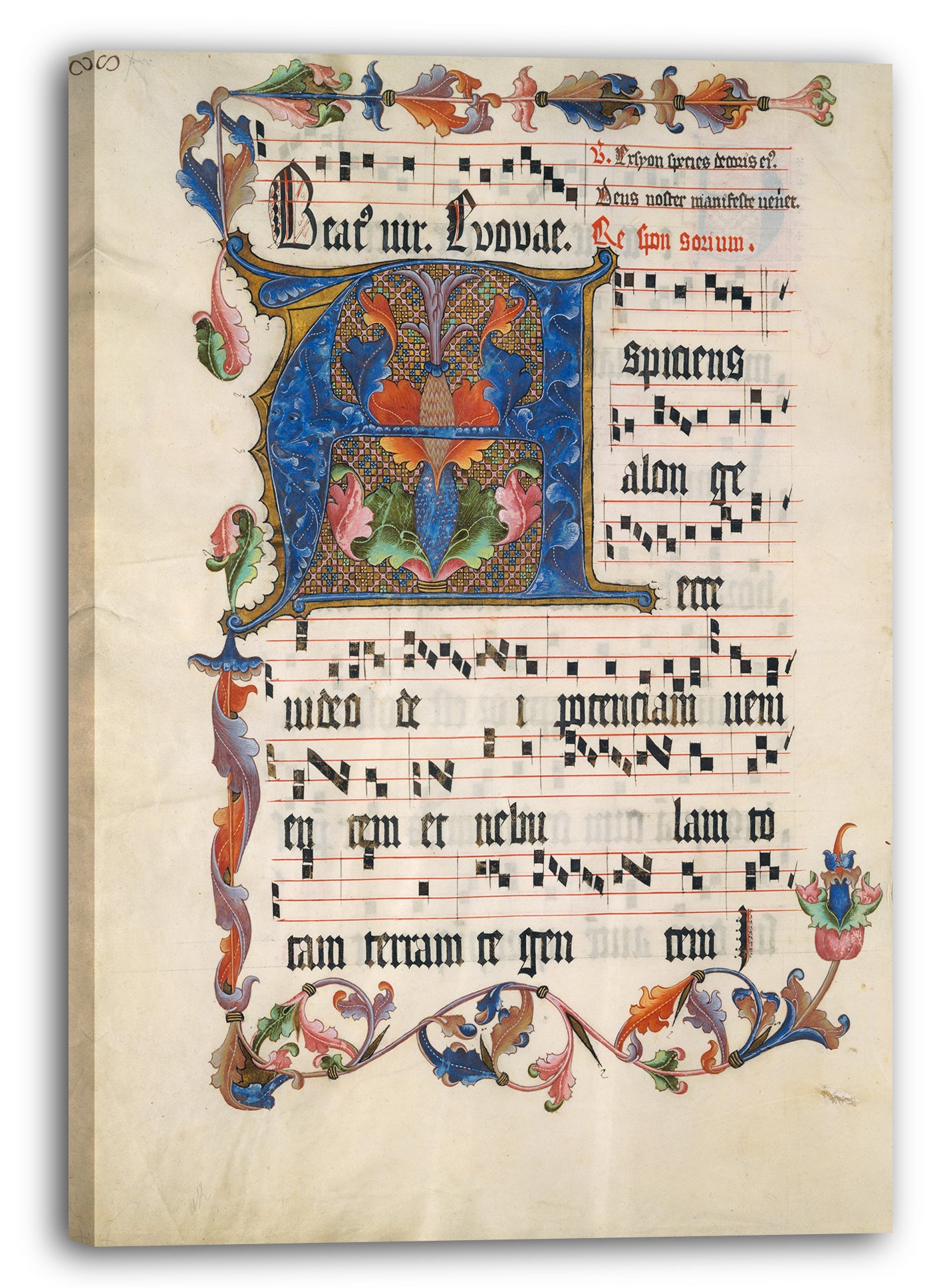 Leinwandbild ca. 1425-50 - Manuskriptblatt mit Initiale A, aus einem Antiphonar