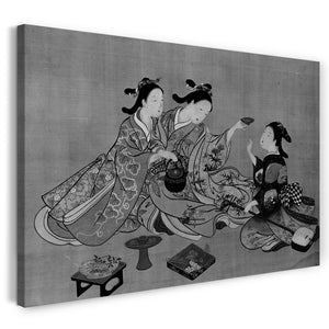 Leinwandbild Nishikawa Sukenobu - Drei Mädchen, die Tee trinken