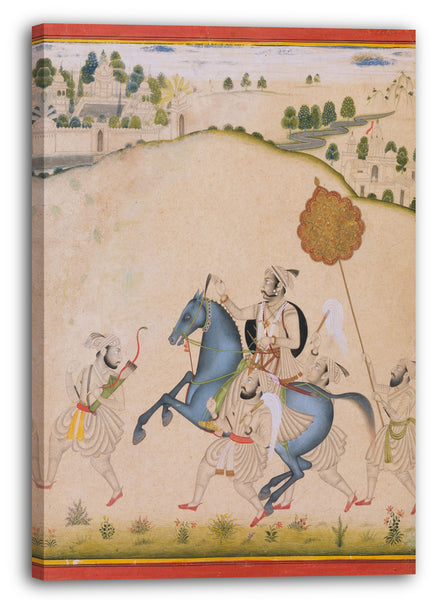 Leinwandbild Stipple Master zugeschrieben - Maharana Amar Singh II reitet auf einem Jodhpur-Pferd