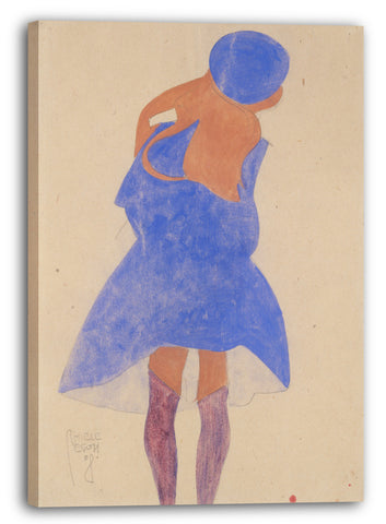 Leinwandbild Egon Schiele - Stehendes Mädchen, Rückansicht