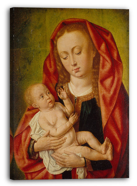 Leinwandbild Meister des Heiligen Giles - Jungfrau und Kind mit einer Libelle