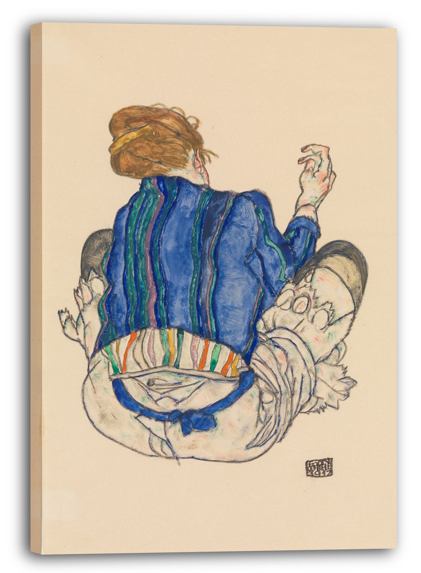 Leinwandbild Egon Schiele - Sitzende Frau, Rückansicht