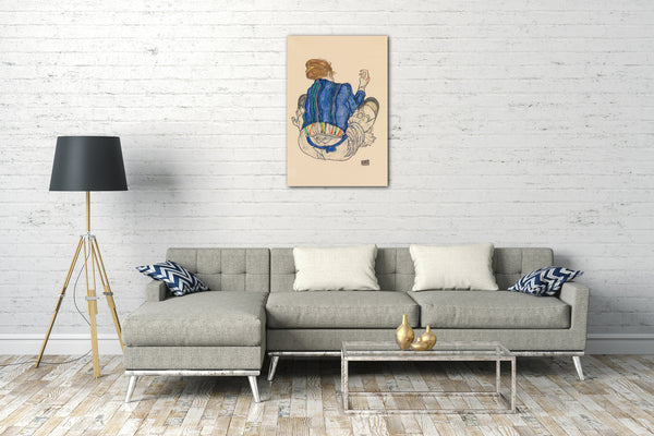 Leinwandbild Egon Schiele - Sitzende Frau, Rückansicht