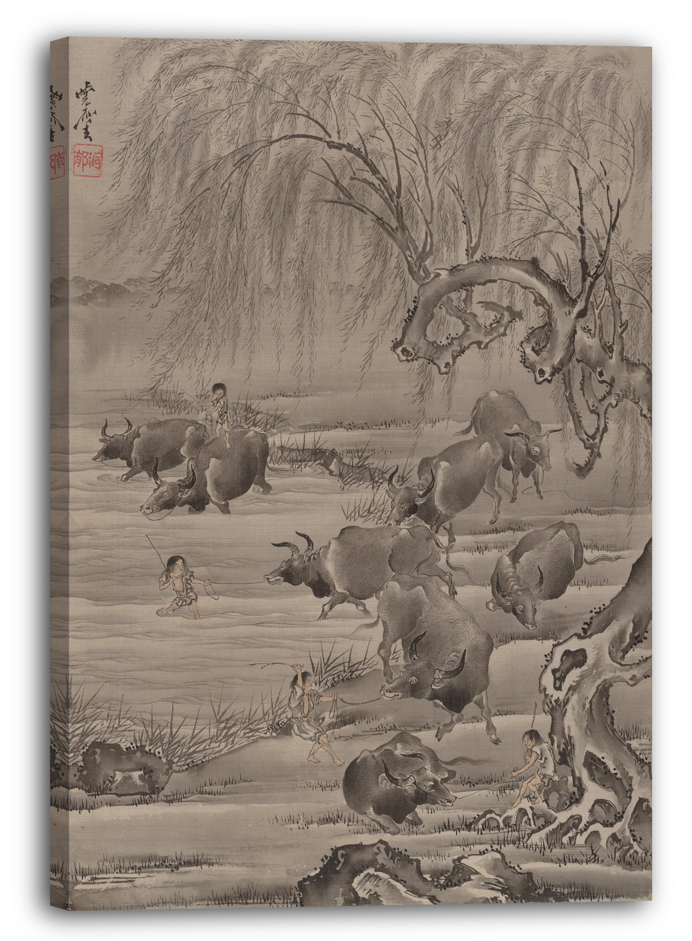 Leinwandbild Kawanabe Kyōsai (Japanisch, 1831-1889) - Büffel und Hirte