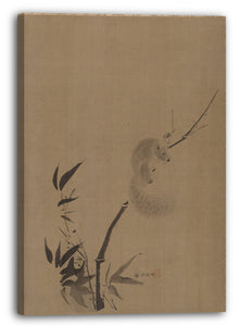 Leinwandbild Kano Tan'yū - Eichhörnchen auf Bambus