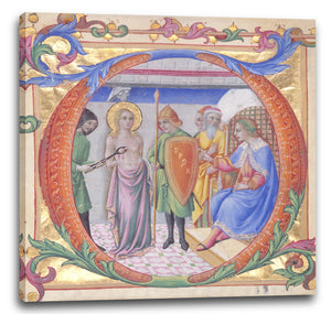 Leinwandbild Sano di Pietro - Martyrium der Heiligen Agatha in einem Initial D