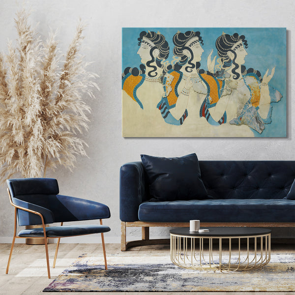 Leinwandbild Emile Gilliéron fils, 1927 - Reproduktion des Freskos "Ladies in Blue"
