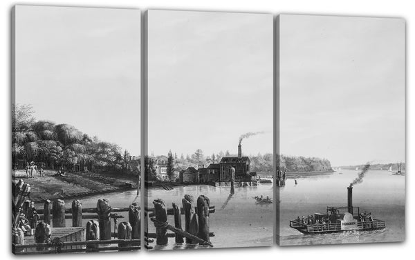 Leinwandbild Nicolino Calyo - Ansicht von Hoboken, von der Fähre aus gemalt