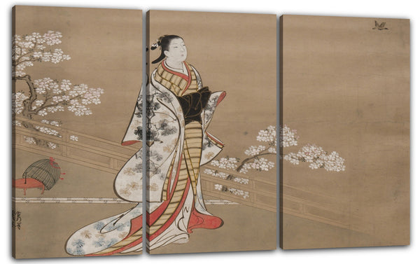 Leinwandbild Kawamata Tsuneyuki - Parodie von Murasaki, aus "Lavender" (Wakamurasaki), Kapitel 5 der Geschichte von Genji