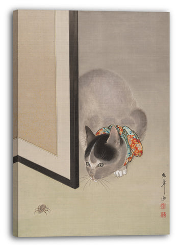 Leinwandbild Ōide Tōkō - Katze beobachtet eine Spinne