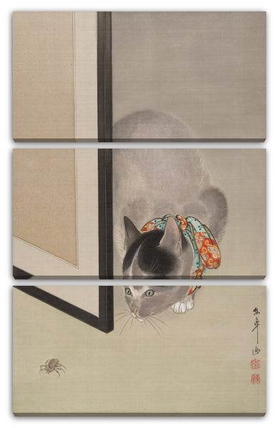 Leinwandbild Ōide Tōkō - Katze beobachtet eine Spinne